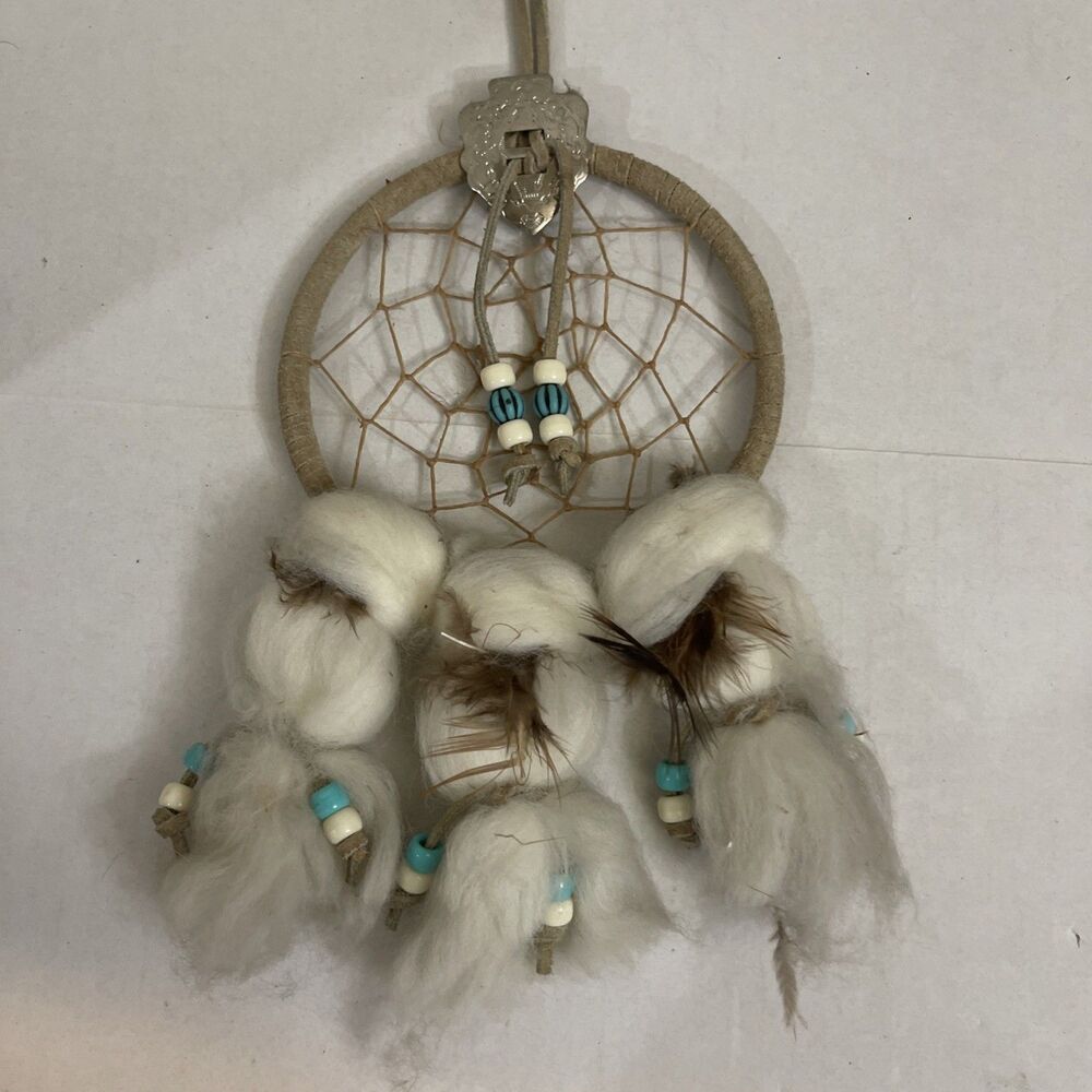 Vintage Dream Catcher Wool beads Feathers Mandala 9”